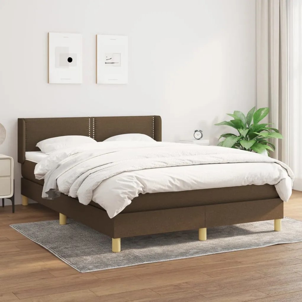 3130196 vidaXL Cama com molas/colchão 140x200 cm tecido castanho-escuro