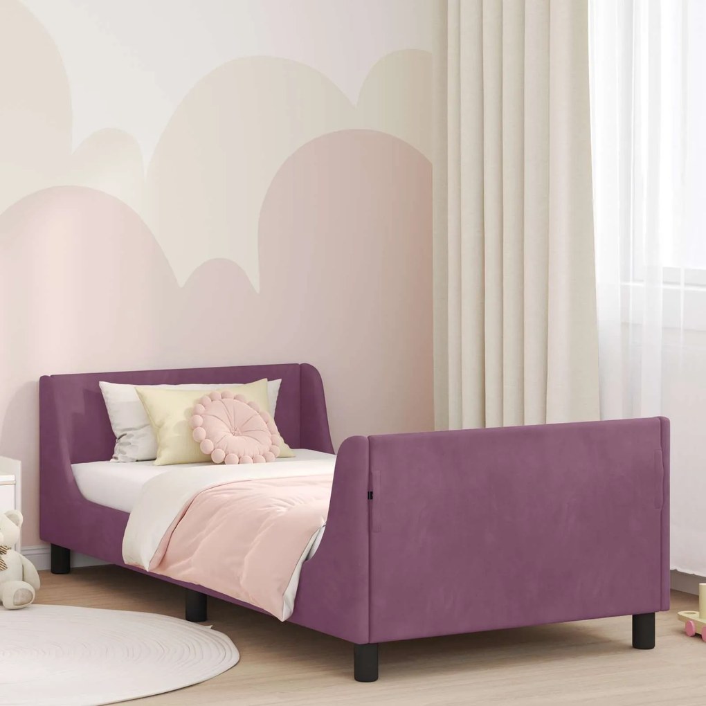 vidaXL Estrutura de Cama Infantil com Cabeceira Roxo 80 x 200 cm
