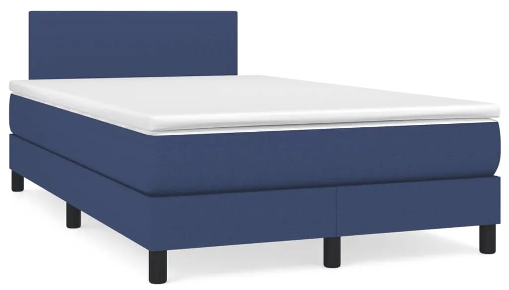 vidaXL Cama box spring c/ colchão e LED 120x190 cm tecido azul