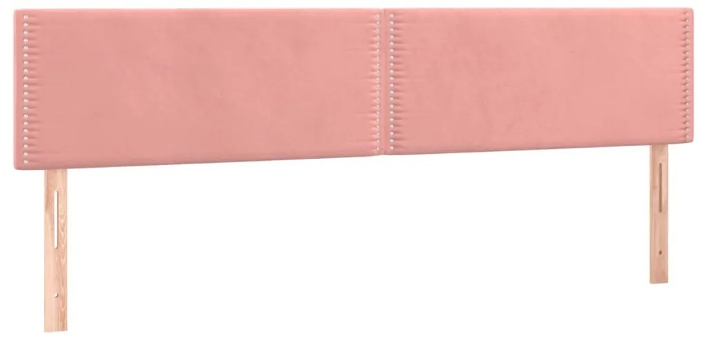 Cabeceira de cama c/ luzes LED veludo 200x5x78/88 cm rosa