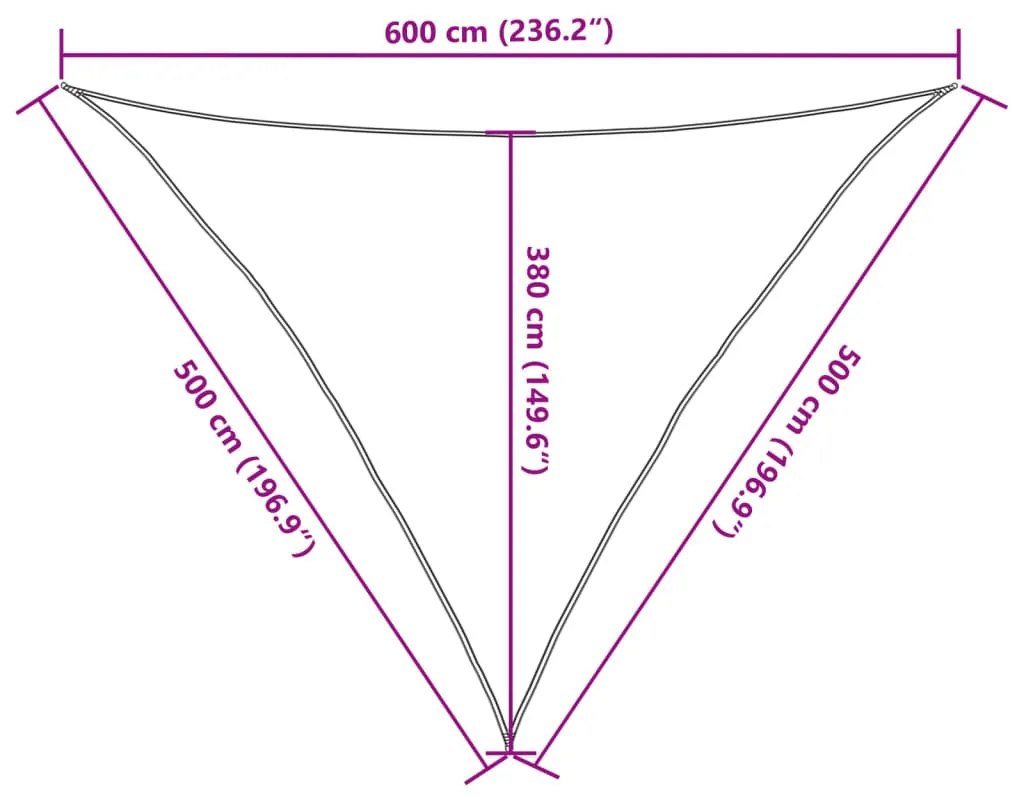 Para-sol estilo vela 160 g/m² 5x5x6 m PEAD cinzento-acastanhado