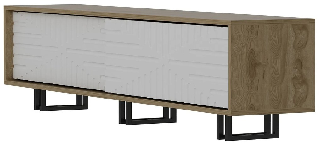 Móvel TV Askal – Carvalho e Branco – 180x47,4x35 cm
