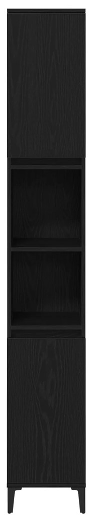 Conjunto de Móveis para Banheiro de 3 Peças Carvalho Preto Madeira