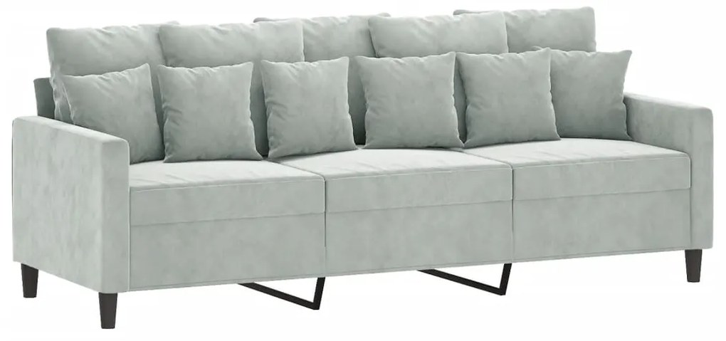 2 pcs conjunto de sofás com almofadões veludo cinzento-claro