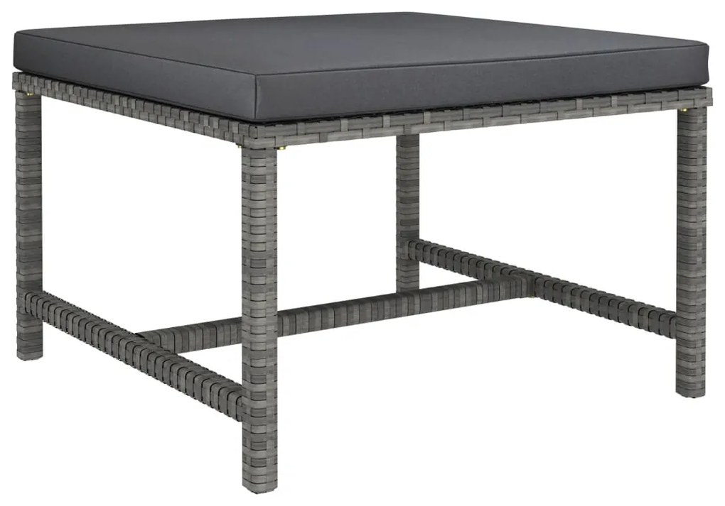 4 pcs conjunto lounge de jardim c/ almofadões vime PE cinzento