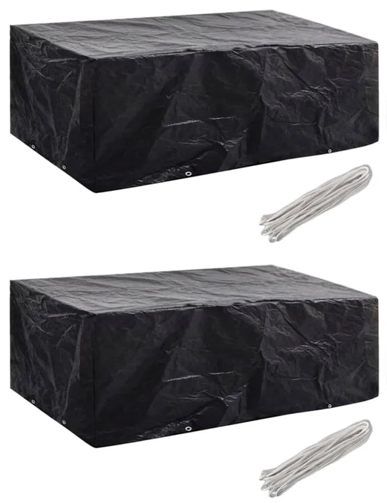 279125 vidaXL Capas para mobiliário de jardim 2 pcs 8 ilhós 200x160x70 cm