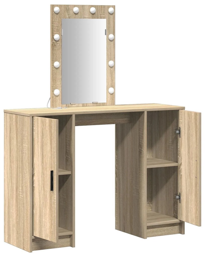 Mesa de Maquiagem com Luzes LED em Carvalho Sonoma, 102x33x135 cm