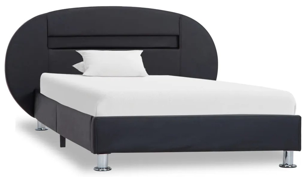 Estrutura de cama c/ LEDs 90x200 cm couro artificial preto