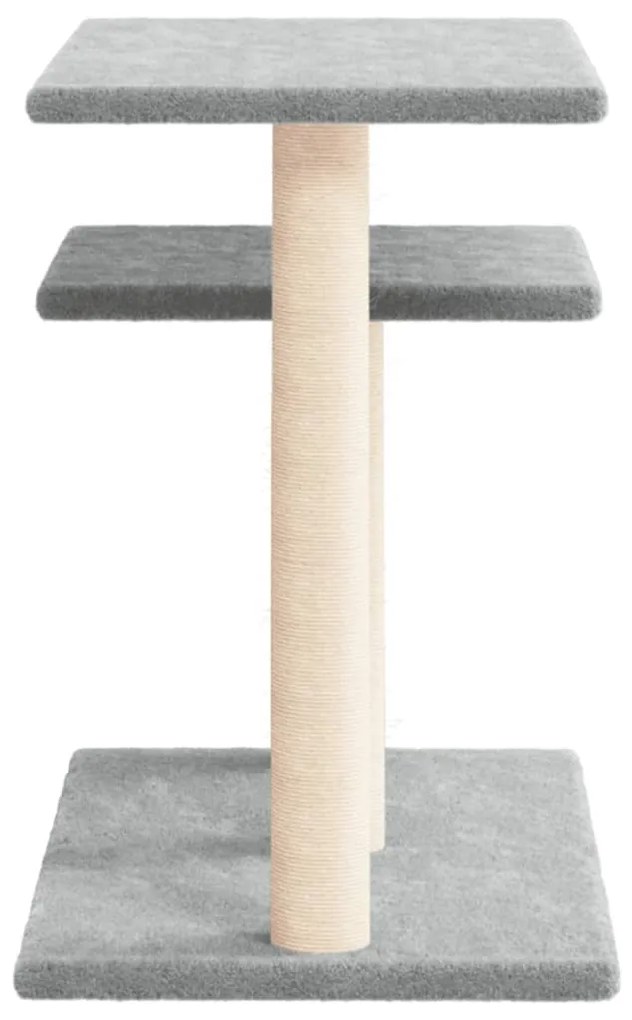 Postes arranhadores p/ gatos com plataformas 62,5cm cinza-claro