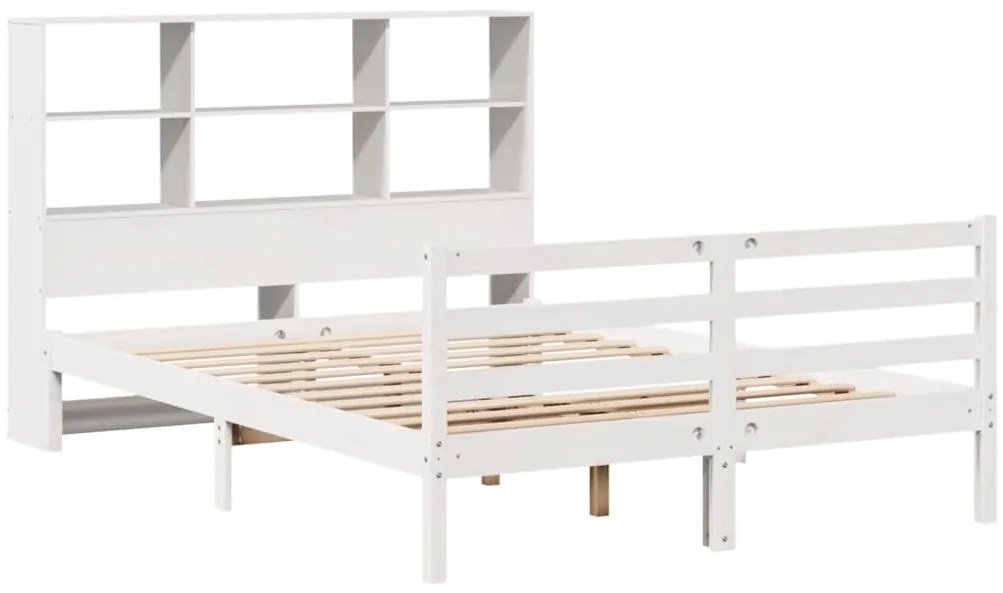 Cama com estante sem colchão 120x190 cm pinho maciço branco