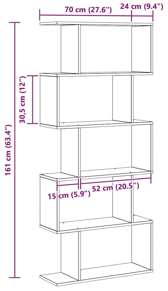 Estante Castanho 70 x 24 x 161cm Madeira processada