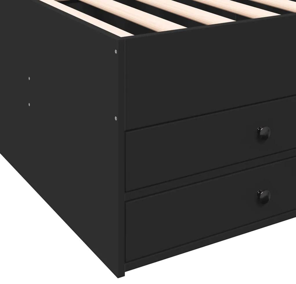 Sofá-cama com gavetas sem colchão 90x190 cm preto