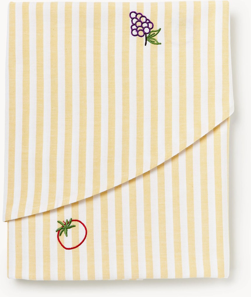 Toalha de mesa redonda às riscas com bordados Melony