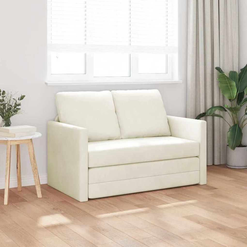 Loveseat 2 lugares Creme Tecido, Madeira 2 lugares