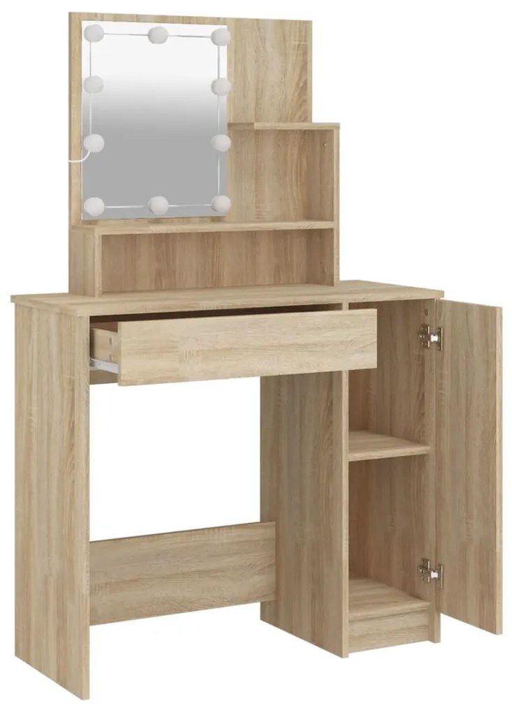 Toucador com LEDs 86,5x35x136 cm carvalho sonoma