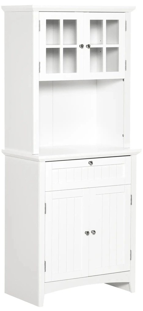 HOMCOM Armário de Cozinha Armário Auxiliar para Microondas com 2 Armários e Gaveta 68.6x40x164 cm Branco