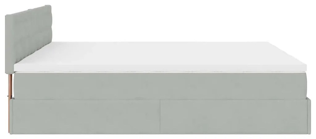 Estrutura cama otomana colchões 160x200cm veludo cinzento claro