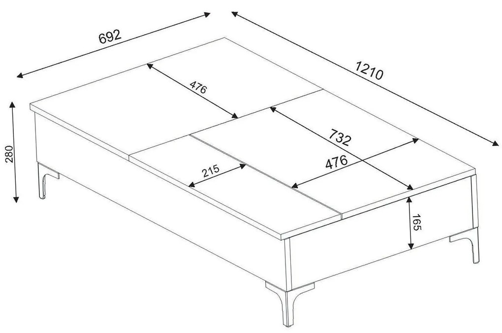 Mesa de Centro Esinti – Nogueira – 121x28x69,2 cm | Tribo Home