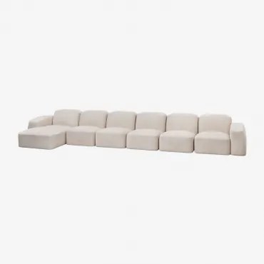 Sofá Modular Bastian De 6 Peças Com Chaise Longue À Esquerda Chenille Grossa Branca - Sklum