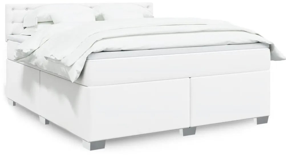 vidaXL Cama com molas/colchão 180x200 cm couro artificial branco