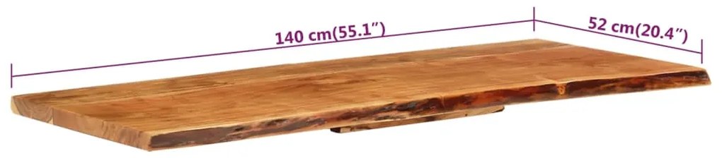 Tampo p/ móvel toucador WC 140x52x3,8 cm madeira acácia maciça