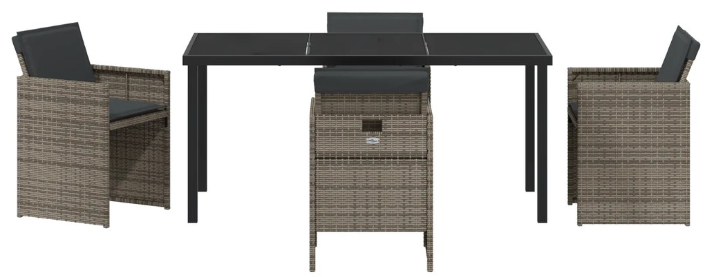Conjunto de Jantar de Jardim de 5 Peças com Almofadas em Rattan Poly C