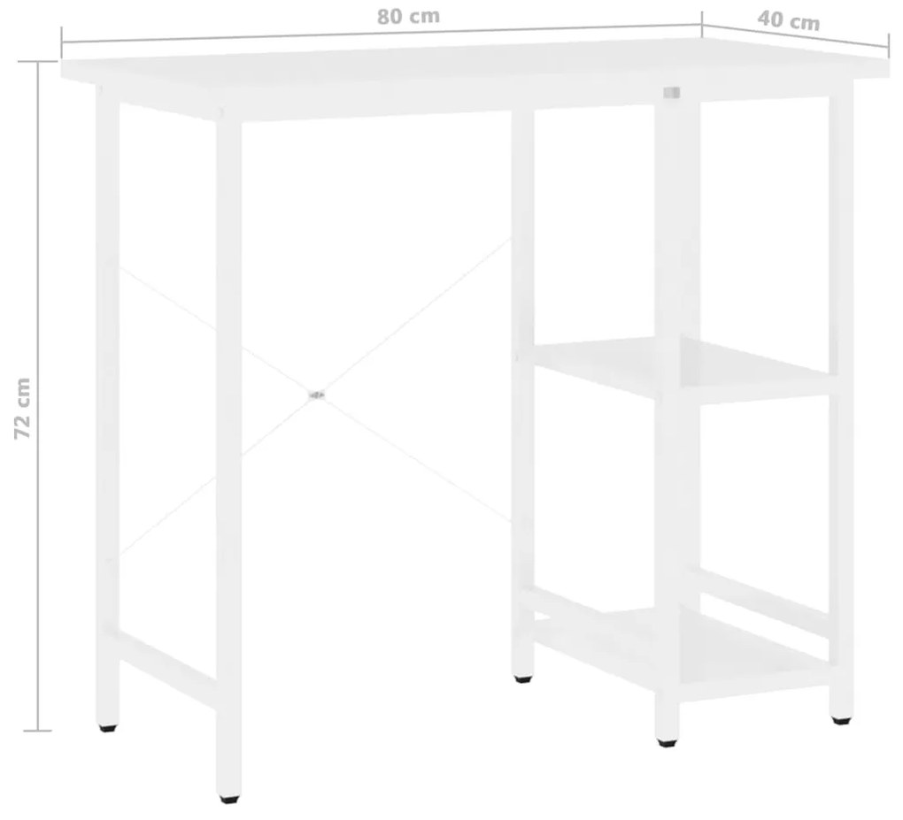 Secretária de computador 80x40x72 cm MDF e metal branco