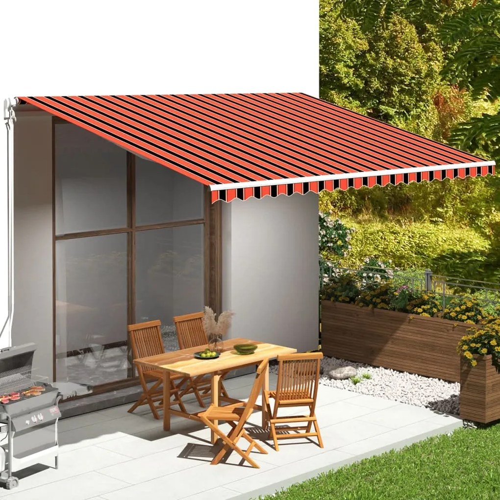 311962 vidaXL Tecido de substituição para toldo 5x3,5 m laranja e castanho