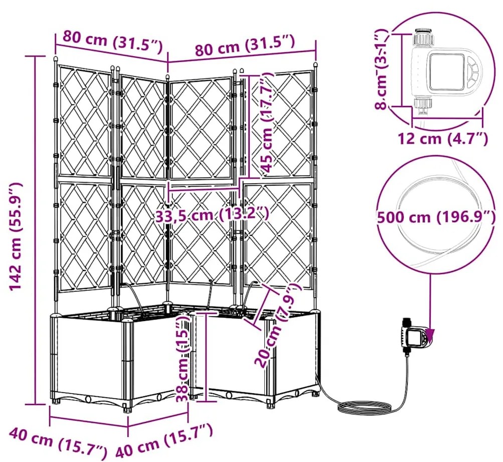 Jardineiras de Jardim 1 pc Cinzento-claro 80 x 80 x 142 cm