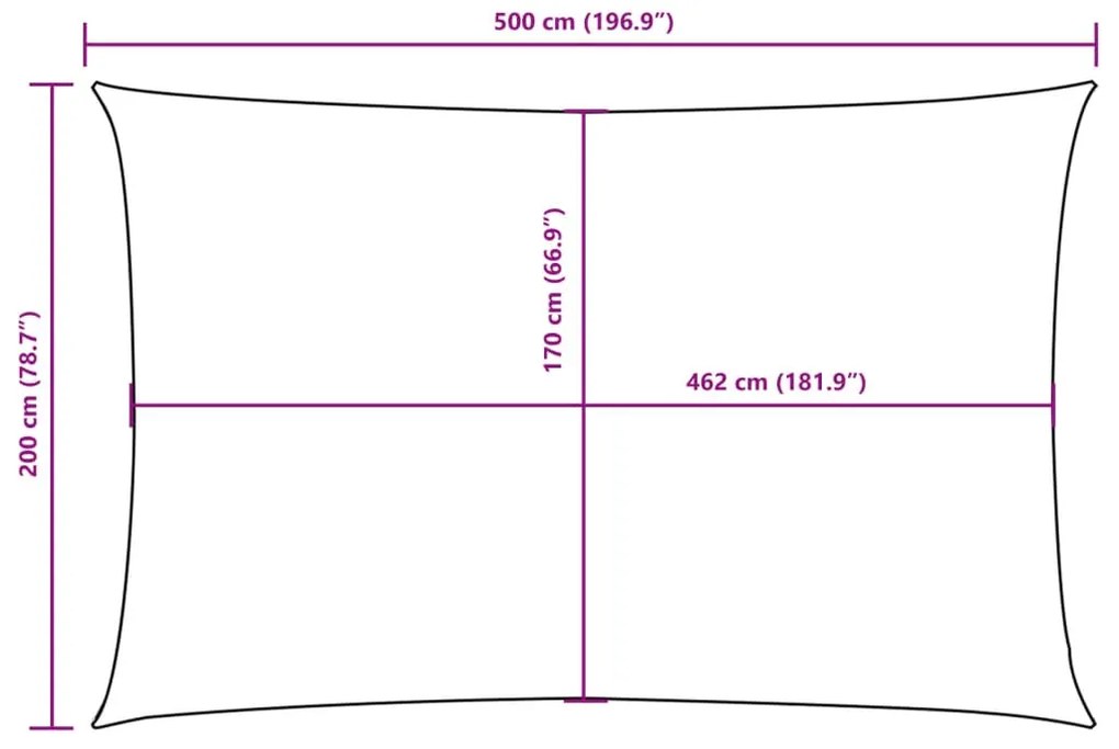 Para-sol estilo vela tecido oxford retangular 2x5 m azul
