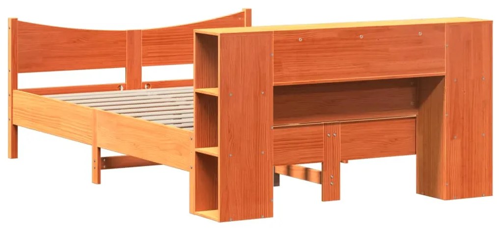 Cama sem colchão 120x200 cm madeira pinho maciça castanho-mel