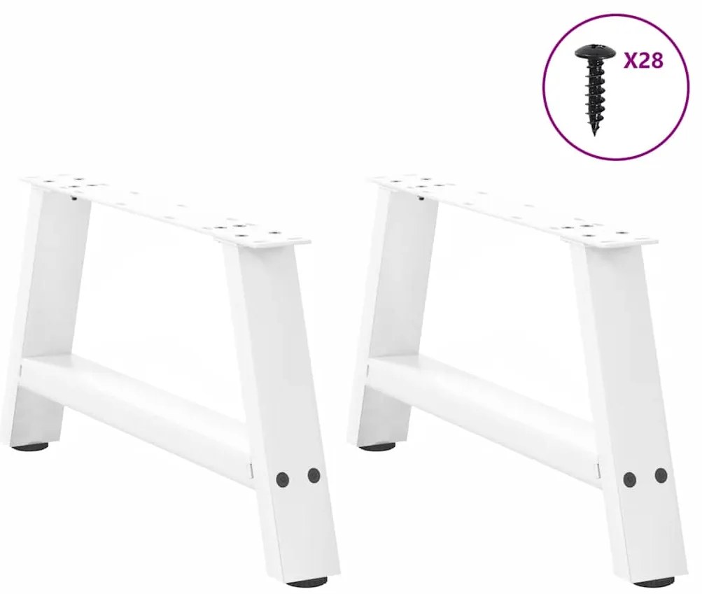 Pés para mesa de centro em formato A, 2 peças, branco, 60x (30-31) cm,