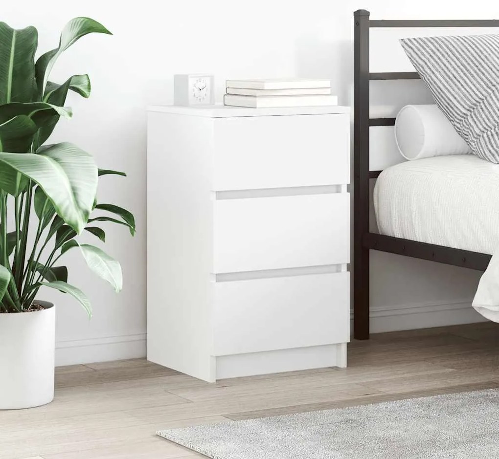 Mesa de cabeceira com 3 gavetas 39x35x65 cm branco