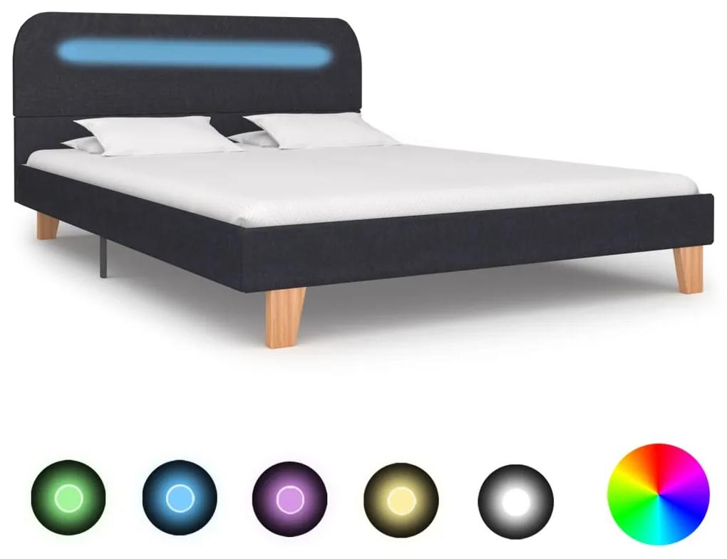 280893 vidaXL Estrutura de cama com LEDs em tecido 140x200 cm cinzento-escuro