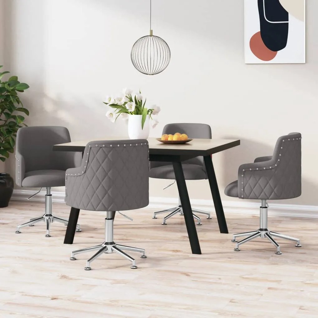 vidaXL Cadeiras de jantar giratórias 4 pcs tecido cinzento-escuro