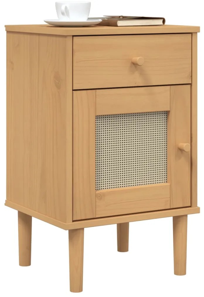 Mesa de cabeceira SENJA 40x35x65 cm pinho maciço castanho
