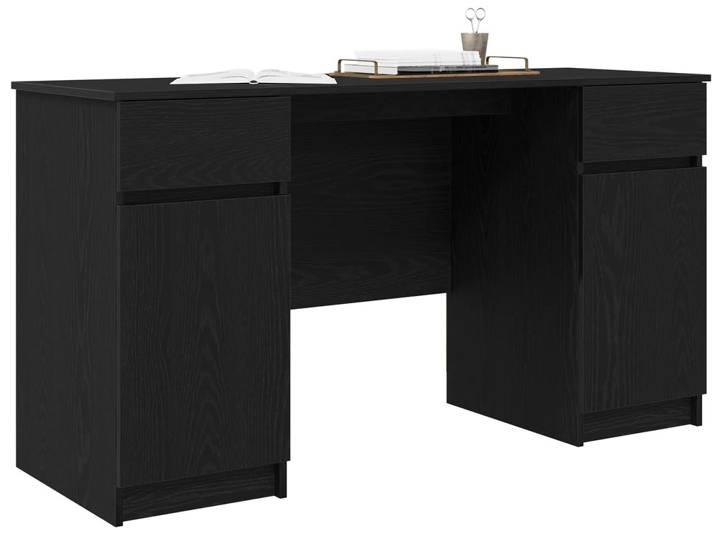 Mesa vidaXL Preta em Carvalho 140x49x76 cm em Madeira Engenharia
