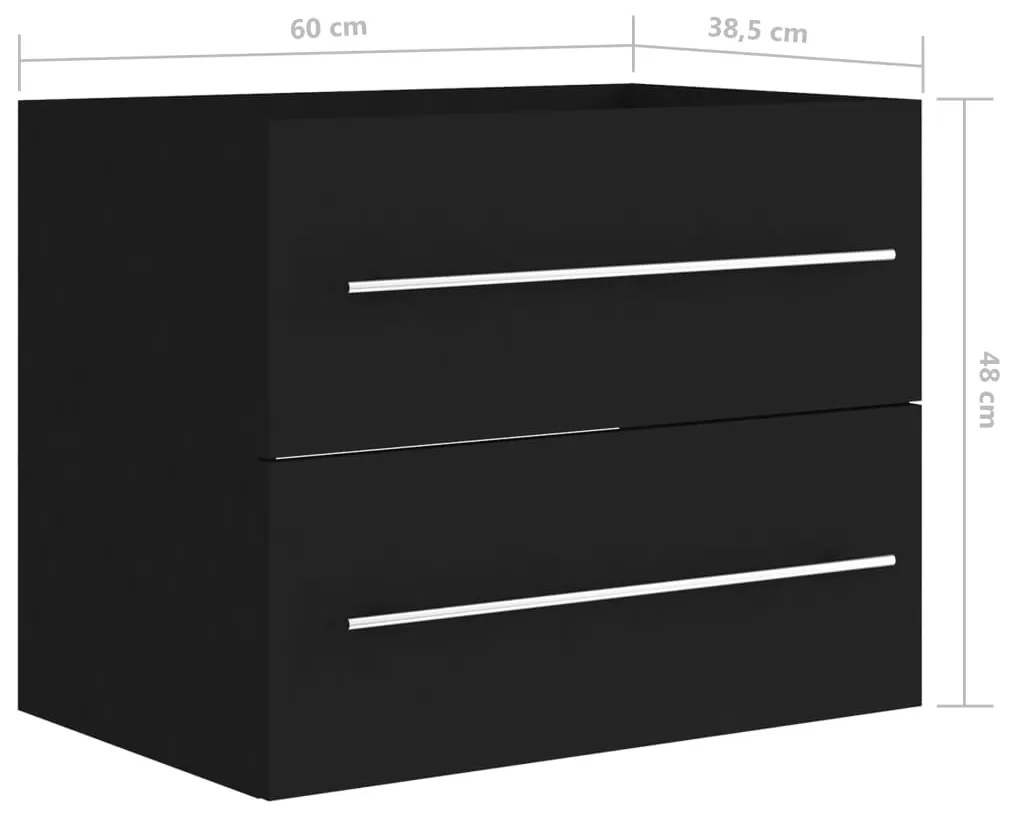 Armário lavatório 60x38,5x48 cm derivados de madeira preto