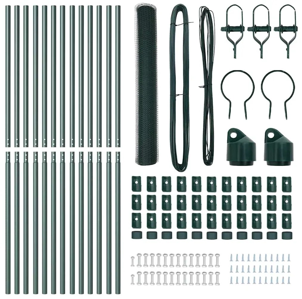Conjunto de Cercas Conjunto de 2 Verde Floresta Malha de Metal