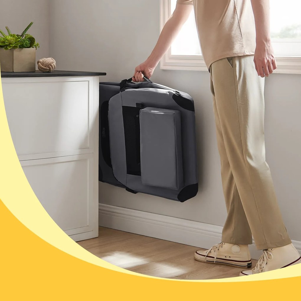 Caixa dobrável para cães, caixa de transporte em tecido de rede 70 x 52 x 52 cm cinzento