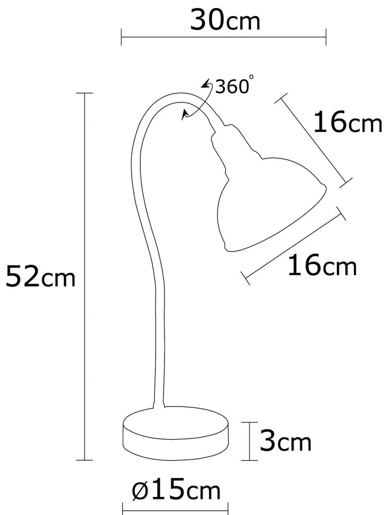 Candeeiro de Mesa Kumluca – Branco – 16x52 cm