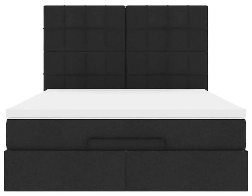 Estrutura de cama otomana com colchão 140x190 cm tecido preto
