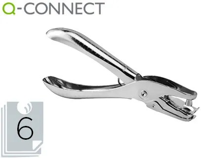 Furador Q-Connect de Alavanca Metalico Cromado 1 Furo Abertura 6 mm Capacidade 6 Folhas