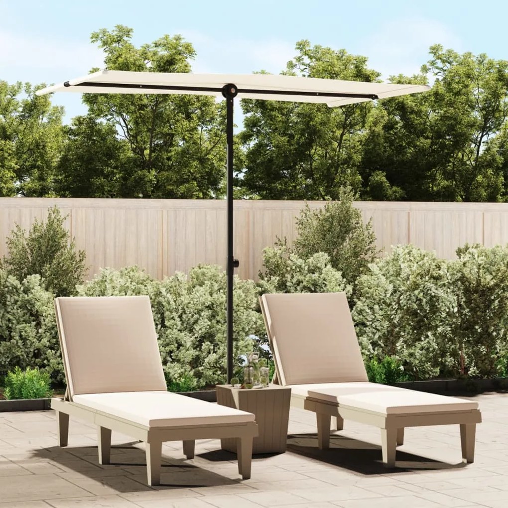 47329 vidaXL Guarda-sol exterior c/ mastro alumínio 180x110 cm branco areia