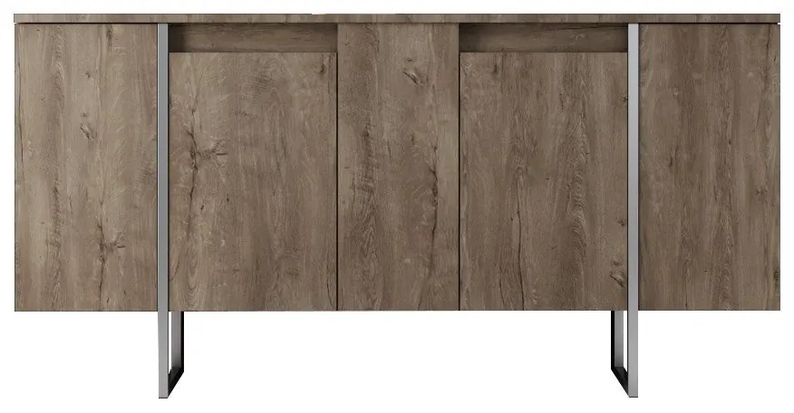 Console Luxe – Nogueira e Prateado – 160x35x80 cm
