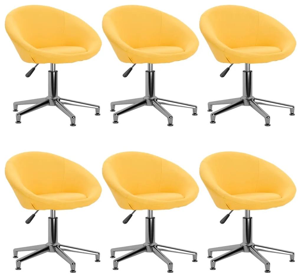 3089517 vidaXL Cadeiras de jantar giratórias 6 pcs tecido amarelo