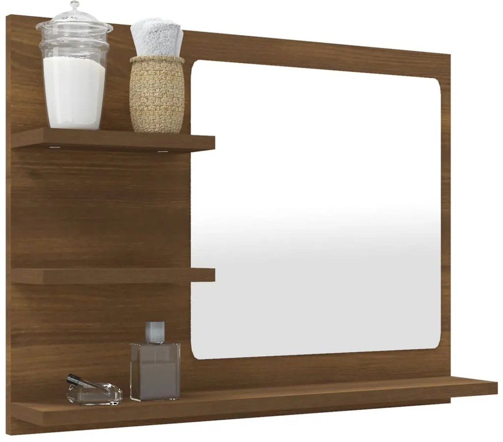 Espelho WC 60x10,5x45 cm derivados de madeira carvalho castanho