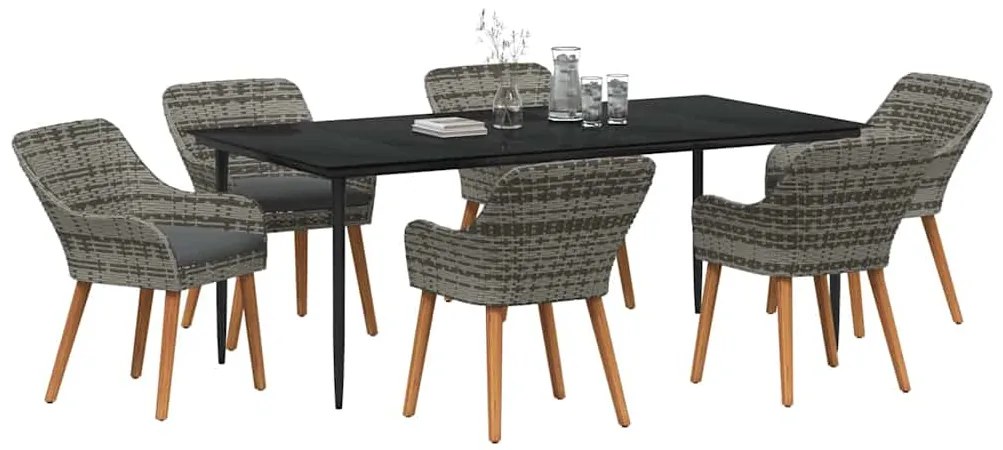 <strong>Conjunto de Jantar para Jardim de 7 Peças</strong> - Cinza em