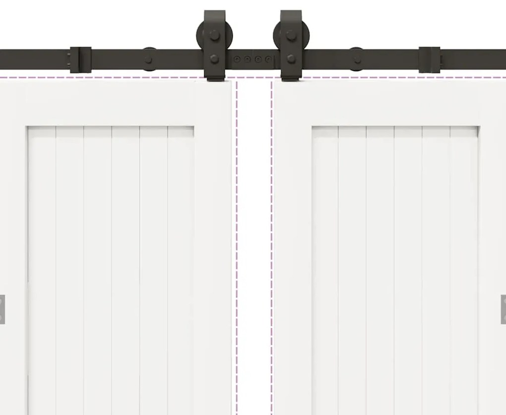 Kit de ferragens para porta deslizante 366 cm aço preto