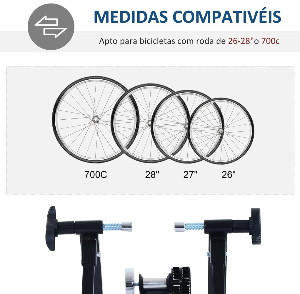 HOMCOM Rolo de Treinamento Magnético para Bicicleta Dobrável 54,4x 47,